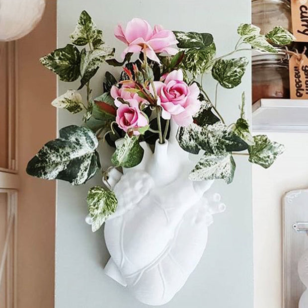 Ceramic Wall Mount Heart Flower Vase