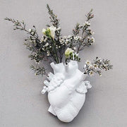 Ceramic Wall Mount Heart Flower Vase