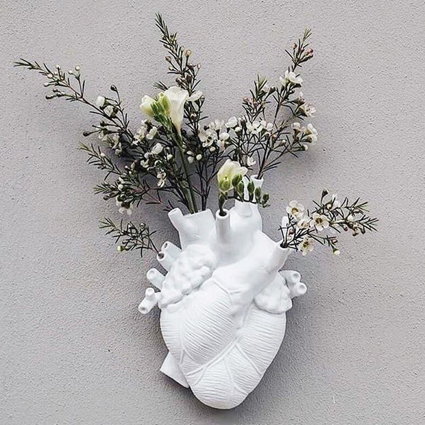 Ceramic Wall Mount Heart Flower Vase