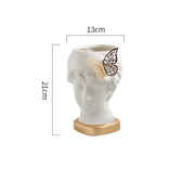 Head With Butterfly Flower Vase