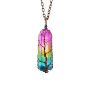 Crystal Stone Pillar Tree Of Life Necklace