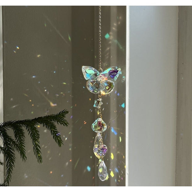 Reflective Butterfly And Dragonfly Crystal Pendant