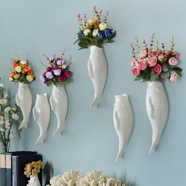 Wall Mount Fish Flower Vase
