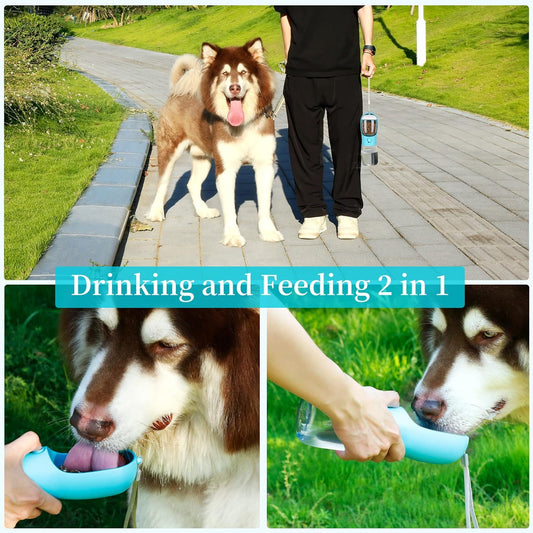 Portable Dog Water Bottle with Food Container
