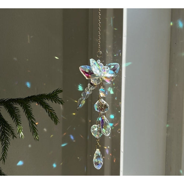 Reflective Butterfly And Dragonfly Crystal Pendant