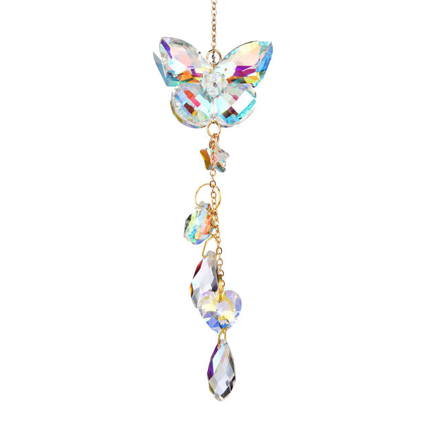 Reflective Butterfly And Dragonfly Crystal Pendant